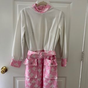 1960s Groovy White and Pink Gingham Maxi Dress